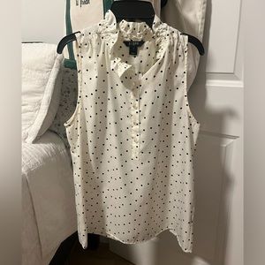 jcrew polka dot blouse sleeveless with ruffles